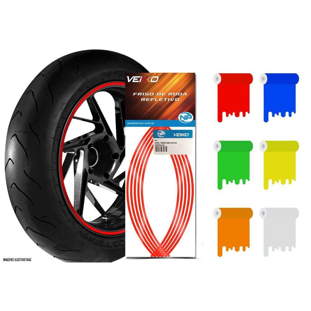 Faixa Refletiva De Roda Para Moto Aro 14 15 16 17 18 19 20 21 - 7mm
