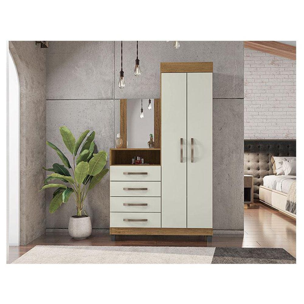 Cômoda Lion Ambiente 4 Gavetas e 2 Portas Freijó Cinza Cristal - Móveis Leão