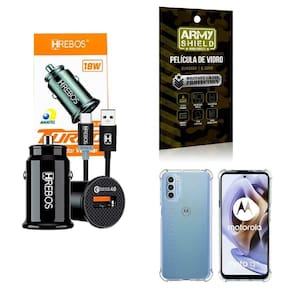 Kit Carregador Veicular + Capinha Motorola G31 + Película 3D