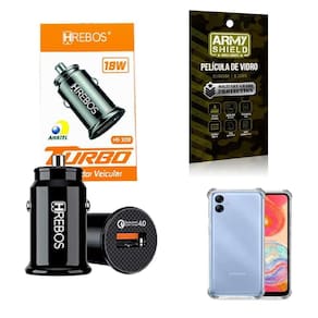 Capa Samsung A04 E + Carregador Veicular Turbo + Película 3D