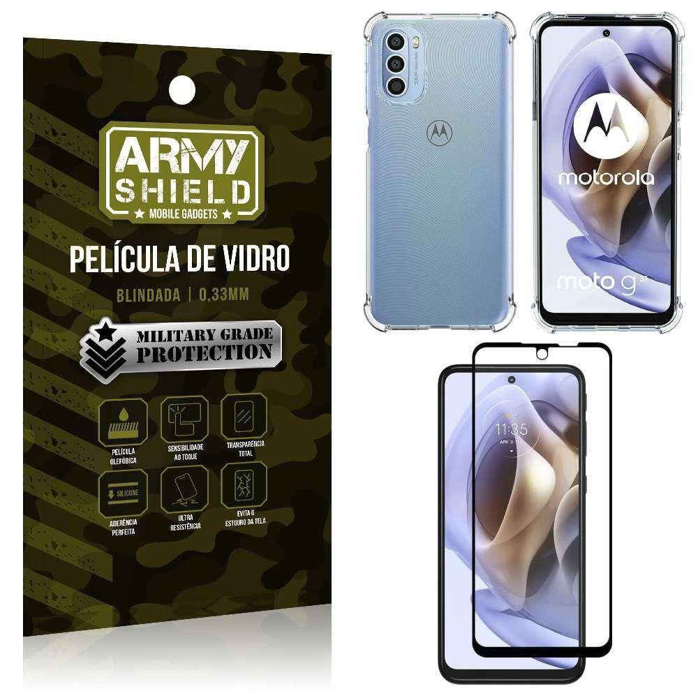 Capa Capinha Moto G31 Anti Shock + Película De Vidro 3D