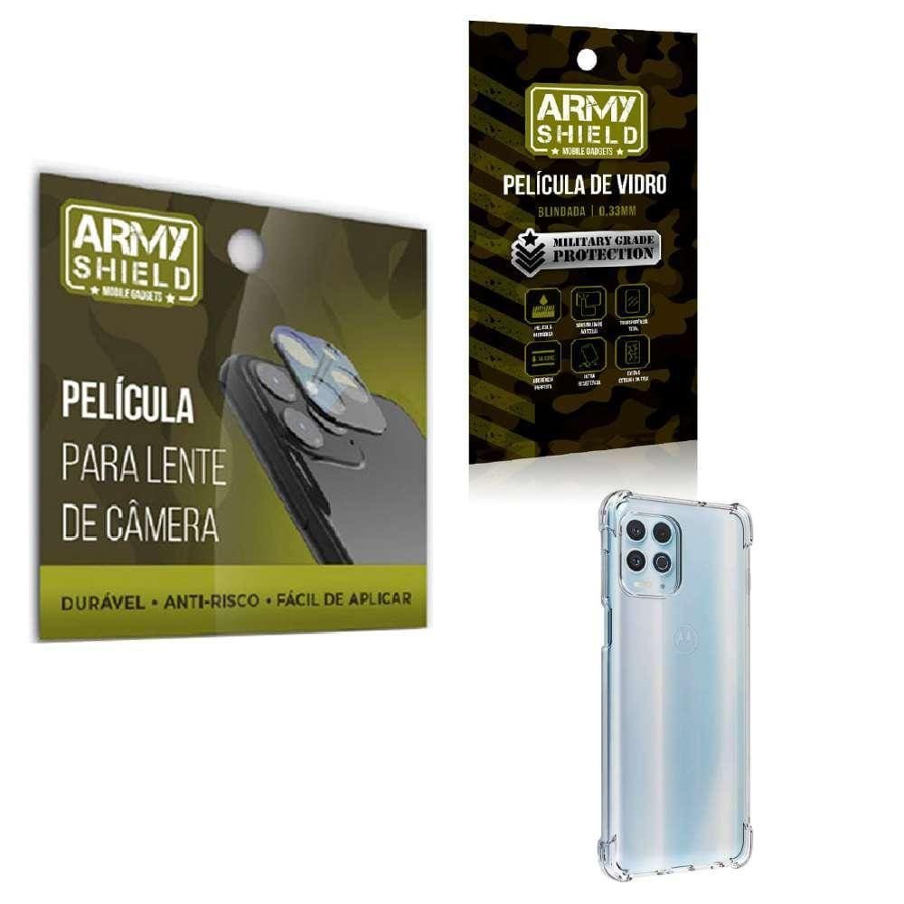 Kit Película De Câmera E Tela Moto G100 + Capinha Anti Shock
