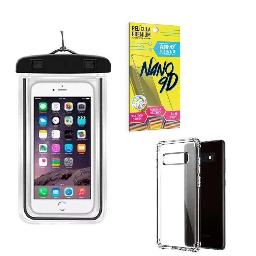 Capinha Samsung S10 + Capa A Prova Dágua + Película Nano 9D