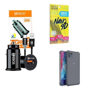 Kit Carregador Veicular + Capa Motorola G50 5G + Película 9D