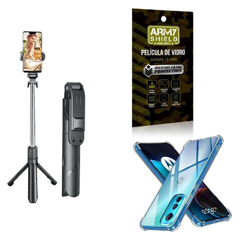 Kit Tripé De Selfie + Capinha Motorola Edge30 + Película 3D
