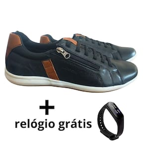Sapatênis Masculino Laroche Couro Ziper Cadarço De Elástico