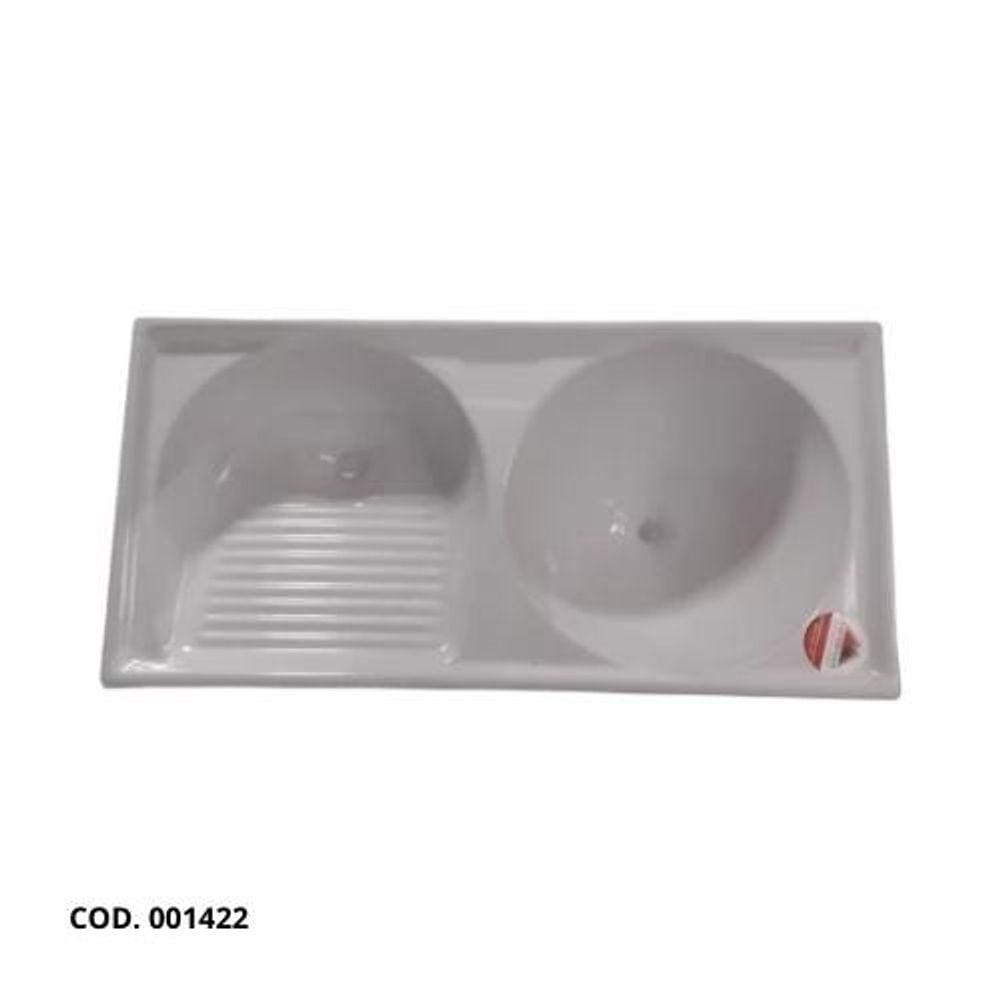 Tanque Duplo de Fibra 100 x 50cm Branco Granitado - FortMármore