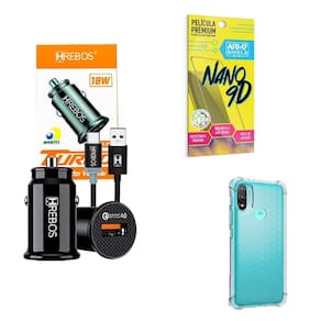 Kit Carregador Veicular + Capinha Motorola E20 + Película 9D