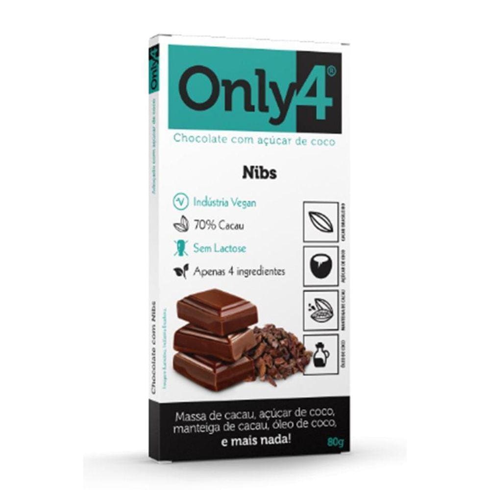 Kit 6X: Chocolate 70% Cacau Nibs Sem Lactose Vegano Only4
