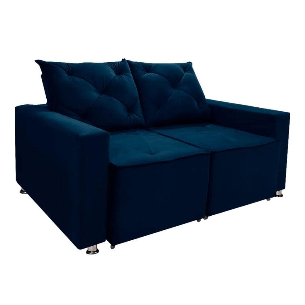 Sofá Retrátil e Reclinável 2 lugares Bariloche 1,50cm c/Molas Veludo Azul