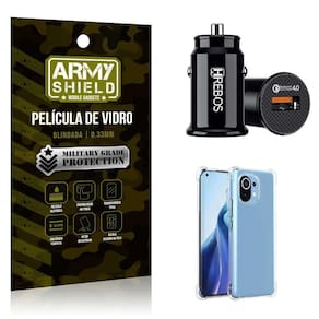 Carregador Veicular Turbo Com Capa Mi 11 Lite E Película 3D