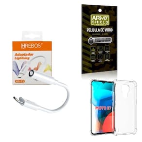 Capinha Motorola E7 + Adaptador P2 Para Tipo C + Película 3D
