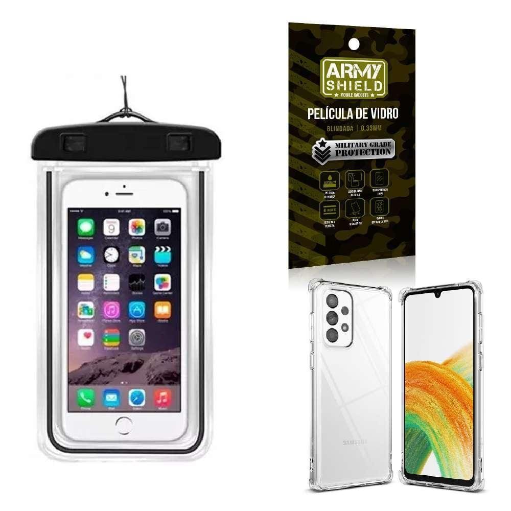 Kit Capa A Prova D`Água A33 + Capa Anti Shock + Película 3D