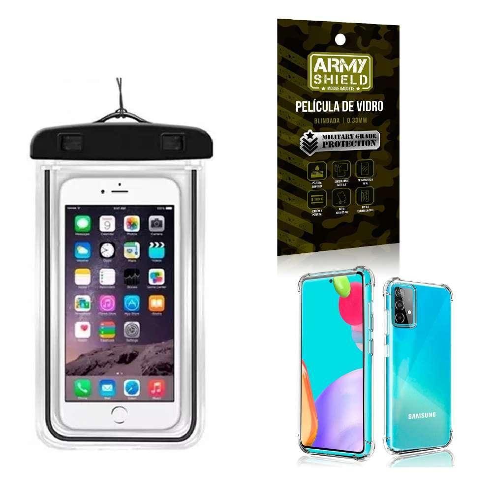 Kit Capa A Prova D`Água A52 + Capa Anti Shock + Película 3D