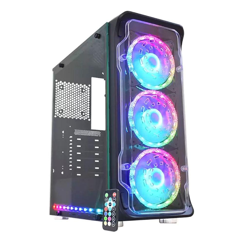 Gabinete Gamer Skytrooper K-mex 01ff + Kit 3 Fans Argb+barra