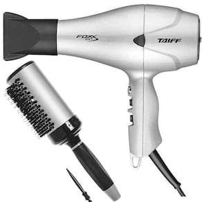 KIT - SECADOR TAIFF FOX ION S PRATA 2100W 127V + ESCOVA PROART RICCI PERFETTI BRILLARE 9R105HKH "G"