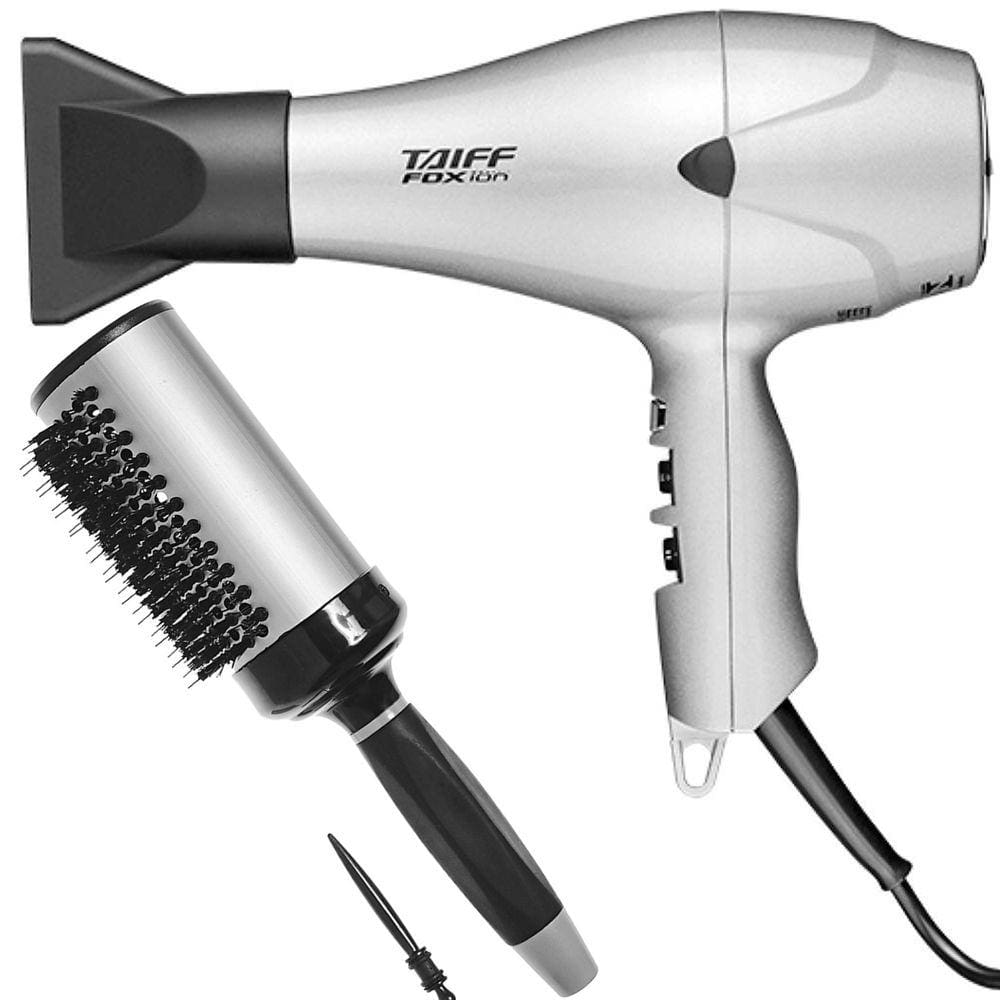 KIT - SECADOR TAIFF FOX ION PRATA 2000W 220V + ESCOVA PROART RICCI PERFETTI BRILLARE 9R106HKH "G"
