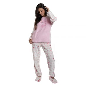 Pijama Pelucia Coração Com Plush Unicornio Rosa