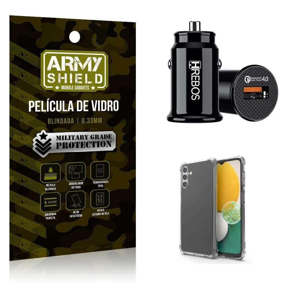 Carregador Veicular Com Capinha Samsung A13 5G E Película 3D