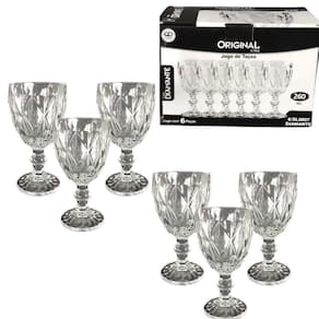 Jogo De Taças Diamante Luxo De Vidro 6 Peças 260 Mláguasuco