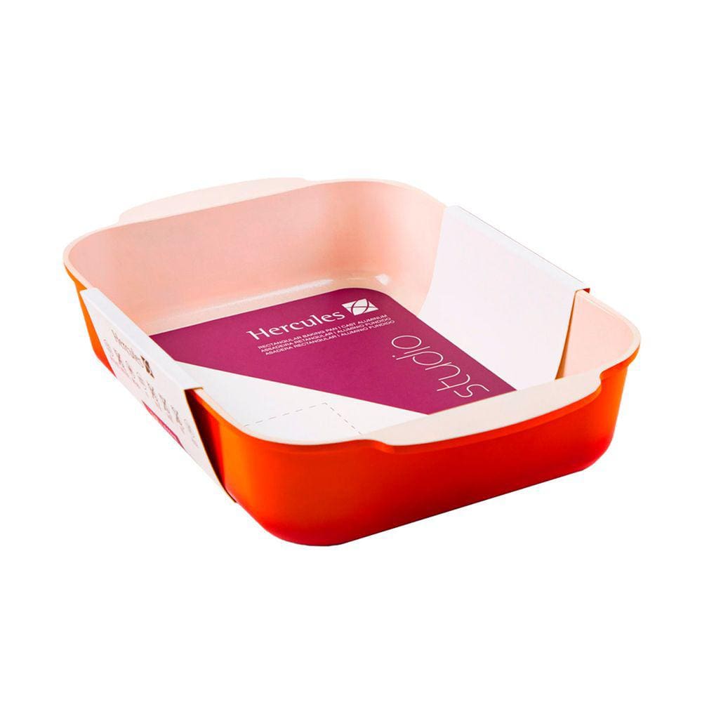 Assadeira Trevessa Hercules Retangular Laranja Antiaderente Ceramico 30X22cm 3,9L