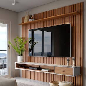 Painel para TV até 65 Polegadas Detroit Off White/Marrom