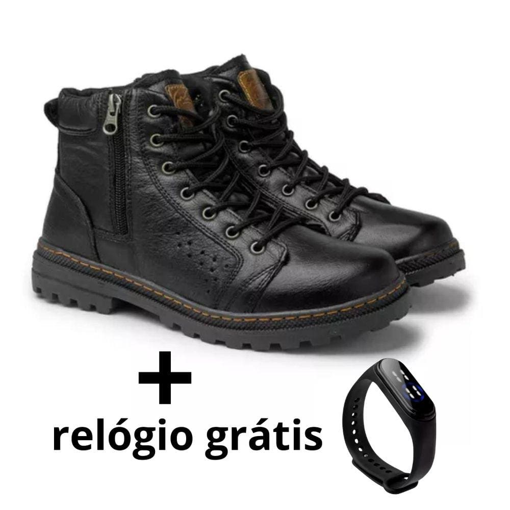 Bota Em Couro Masculino Laroche Ziper Lateral