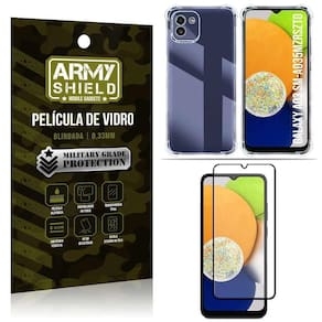Capa Capinha Samsung A03 Anti Shock + Película De Vidro 3D
