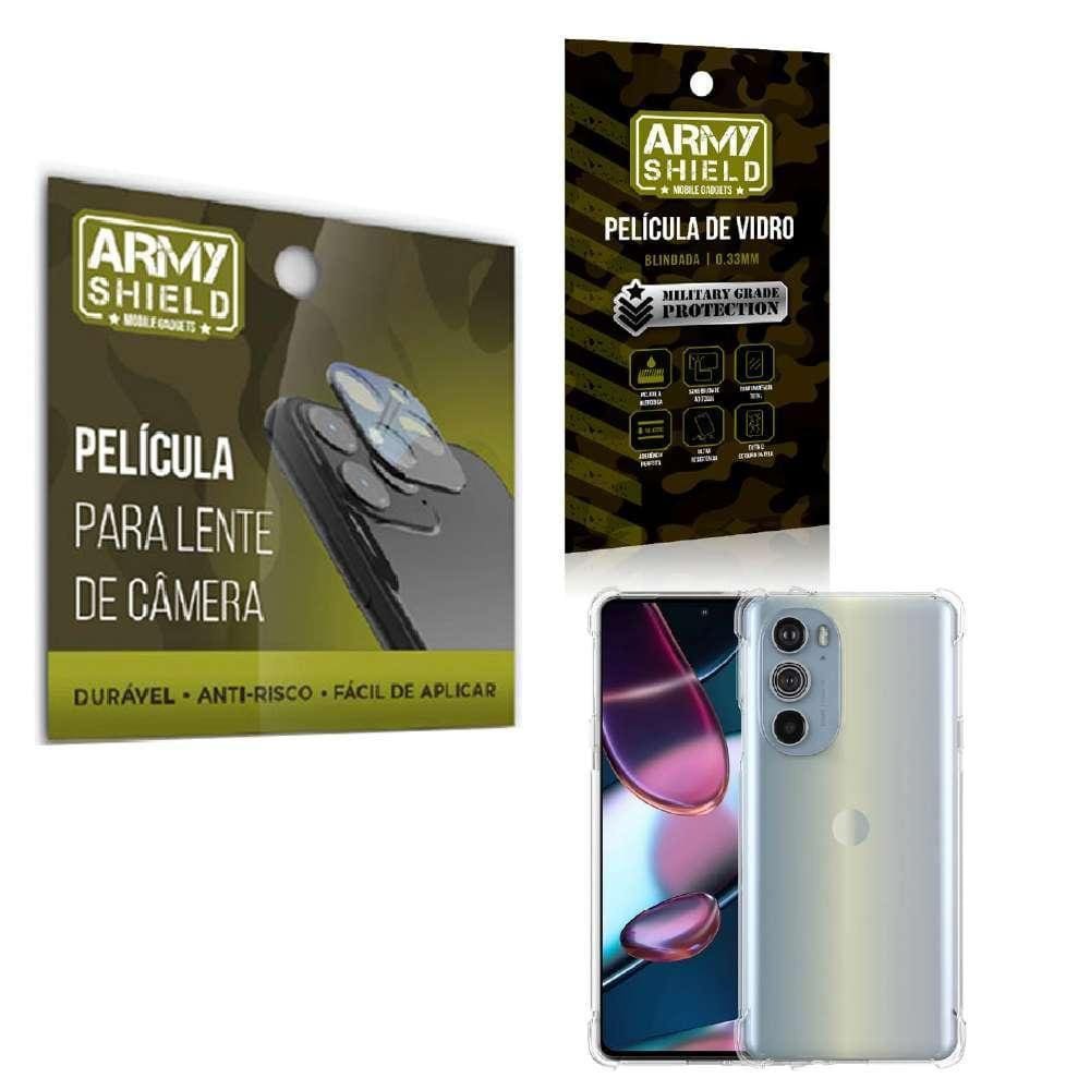 Kit Película De Câmera E Tela Moto G32 + Capinha Anti Shock