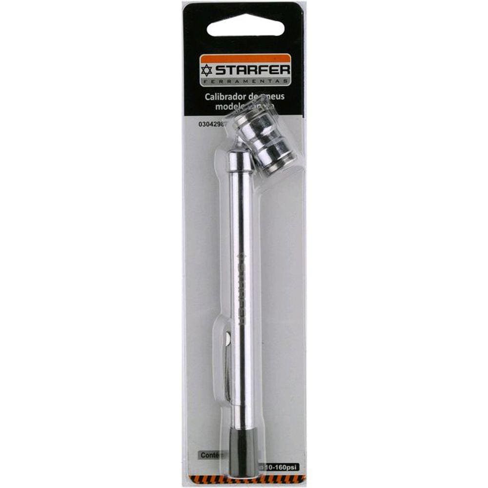 Calibrador De Pneu Canudo Duplo 10/160psi Starfer