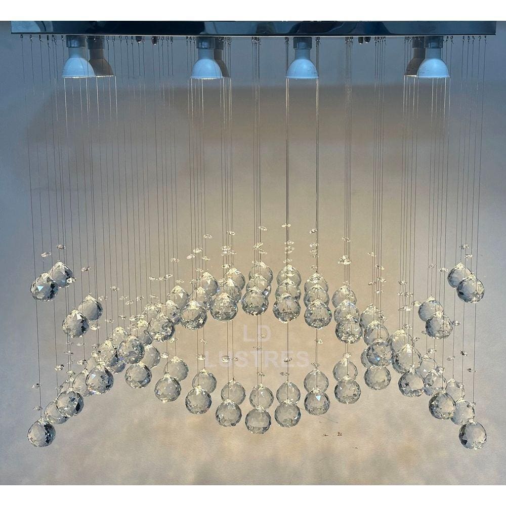 Lustre Cristal Moderno Para Mesa De Jantar Base Retangular