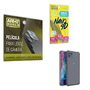 Kit Película De Câmera E Tela Moto G50 5G + Capa Anti Shock