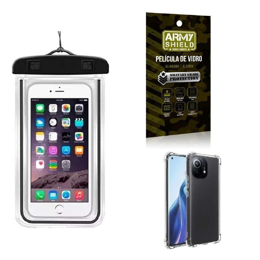 Kit Capa A Prova D`Água Mi 11 + Capa Antishock + Película 3D