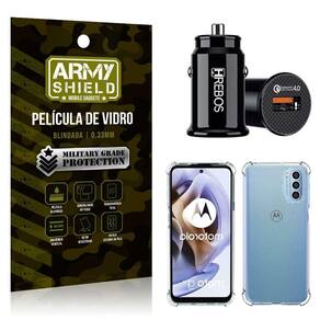 Carregador Veicular Turbo Com Capinha Moto G31 E Película 3D