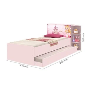 Cama Baú Solteiro com Cama Auxiliar Liz Rosa