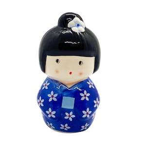 Enfeite Japonesa Kokeshi Azul afasta coisas ruins Cerâmica