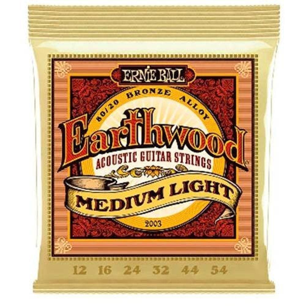 Encordoamento P-violão Aço Earthwood Media Leve 80-20 Bronze Ernie Ball 012"-054" P02003