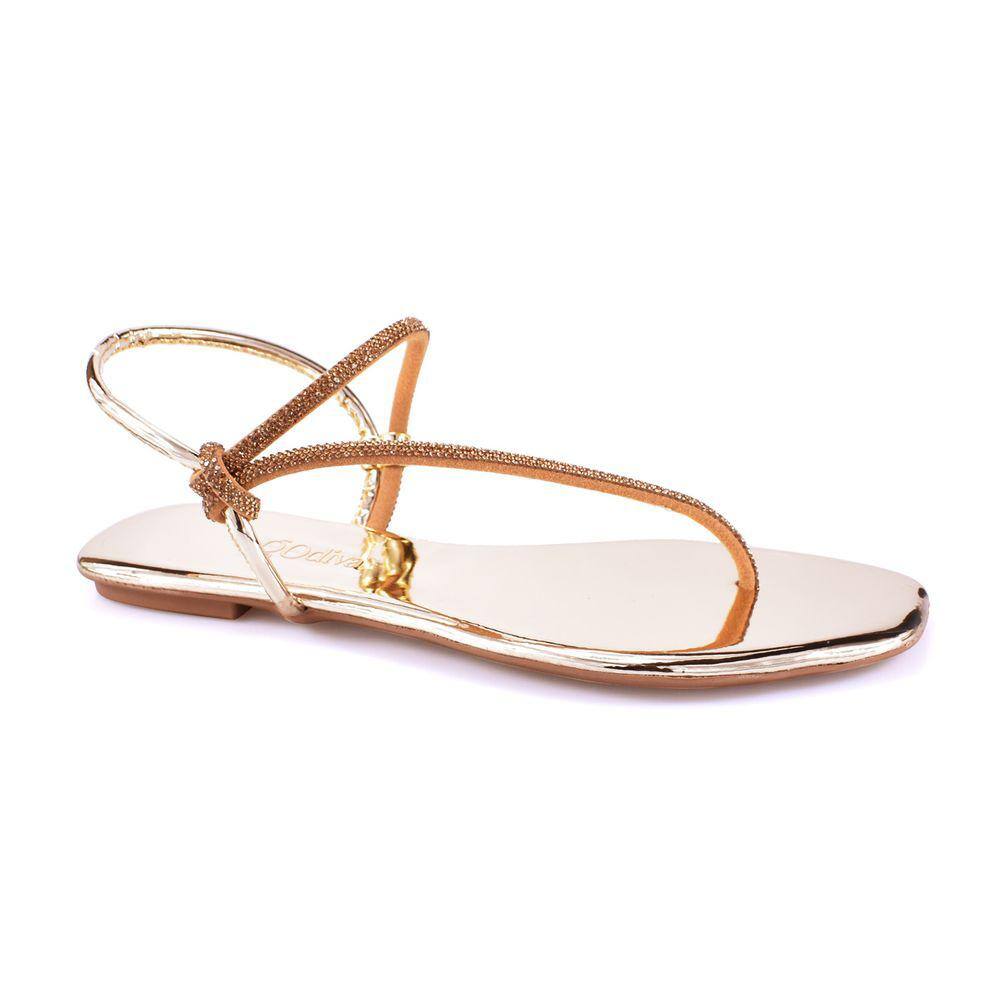 Sandalia Rasteira Clarisse Ouro Light Godiva 335968