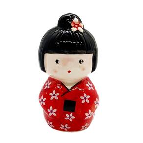Enfeite Japonesa Cerâmica Kokeshi Vermelha livra todo mal