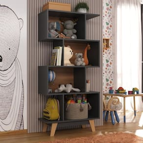 Nicho Infantil Organizador 4 Nichos Noah Espresso Móveis Grafite/Nogal