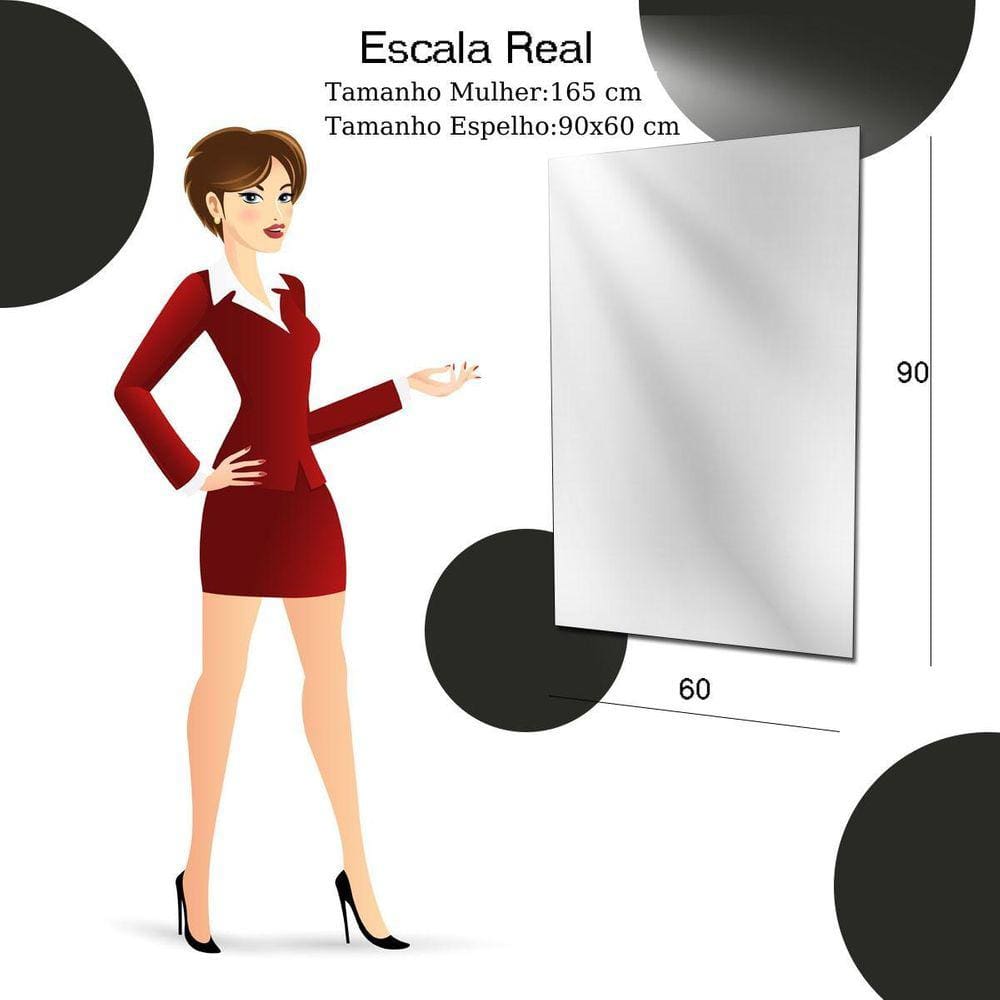 Espelho Grande 90X60 De Banheiro Ou Camarim Kit Instalação