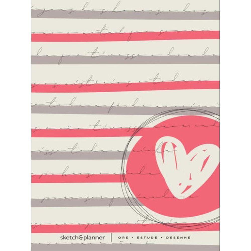 Sketch&Planner Caderno-Agenda - Coração Listrado - Vol. 1