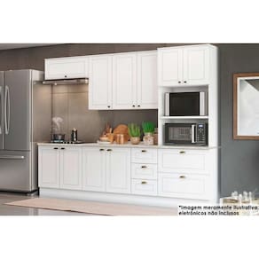Cozinha Completa Americana (2 Aéreos, 2 Balcões, 1 Paneleiro, 2 Complemento) 7 Peças Branco - Henn