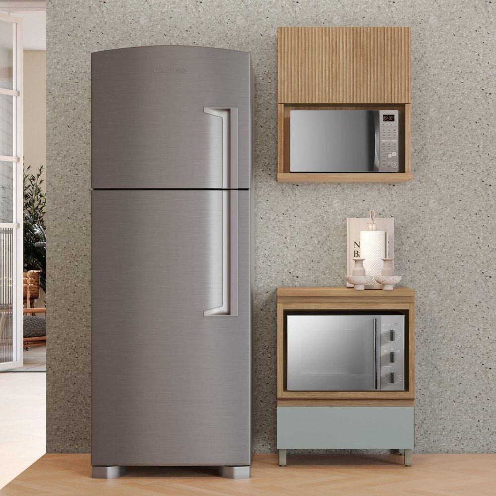 Cozinha 2 Peças 1 Porta 1 Gaveta Armário Aéreo 100% Mdf 70 Cm Rainha Marrom/Verde