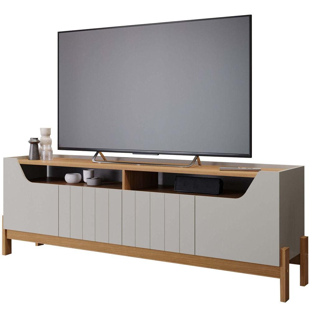 Rack Moema para TV até 70 Polegadas 4 Portas Permobili Cor Off White Nature