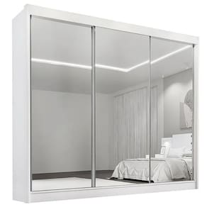 Guarda Roupa Dubai D Doro Casal Todo Espelhado 3 Portas 6 Gavetas Cor Branco