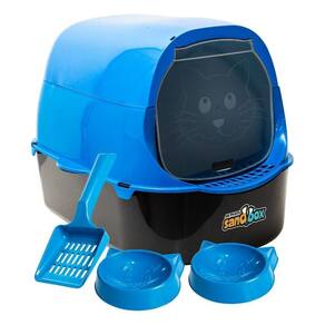 Caixa De Areia Banheiro Fechado Para Gatos Sandbox - Azul