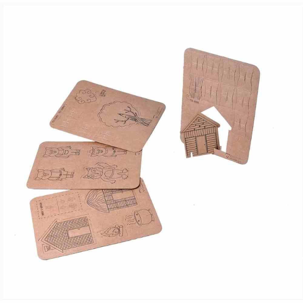 Kit Montar E Pintar- 3 Porquinhos Papelão 202301 Eu Amo