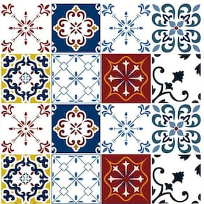 Kit 4 Rolos Papel De Parede Adesivo Azulejo Branco Azul 3,0M