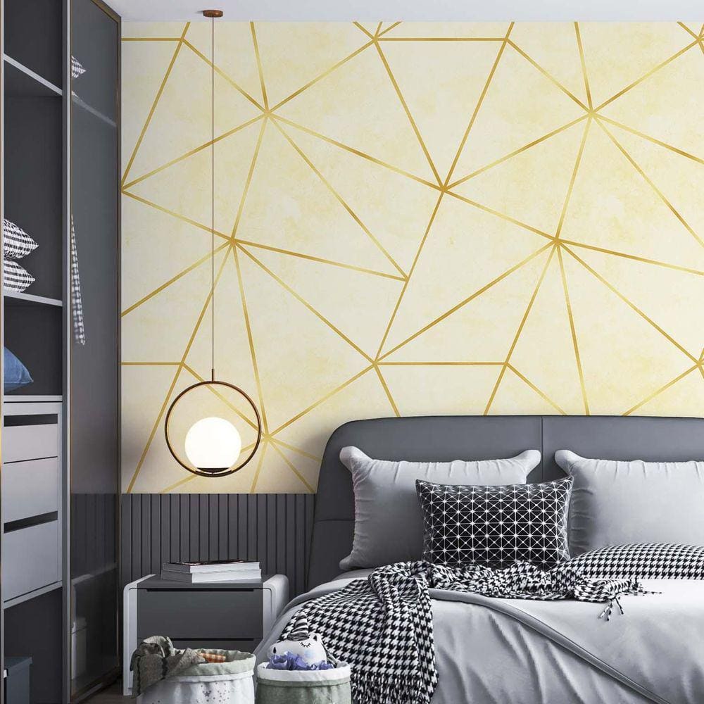 Kit 7 Rolos Papel De Parede Adesivo Zara Ouro Branco 3,0M